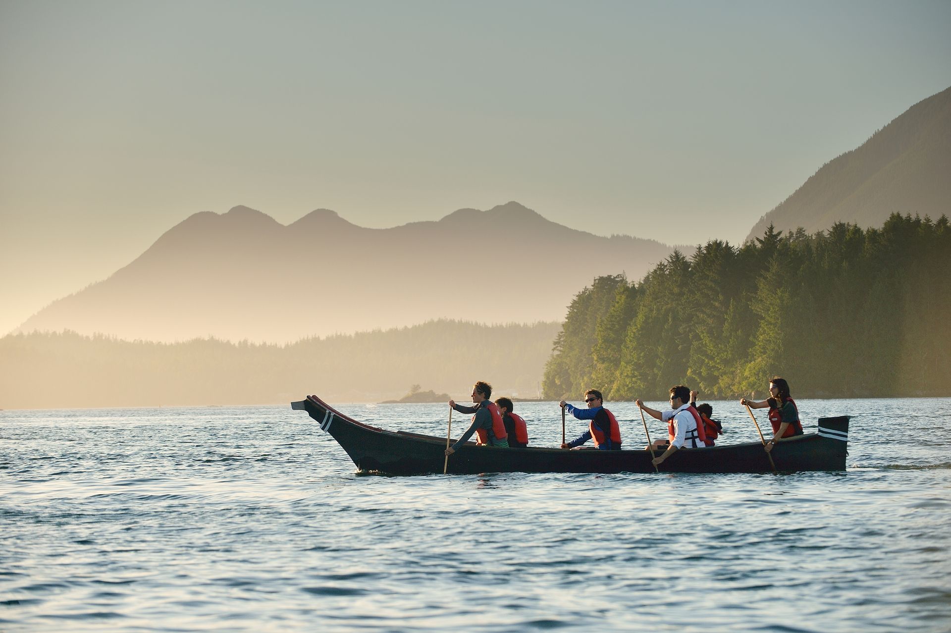 Traditional canoe journey on the Pacific coast